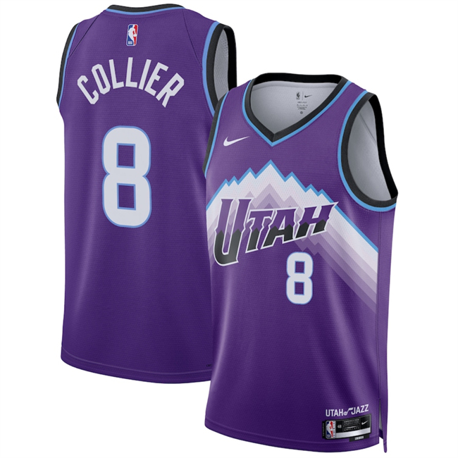 Men's Purple Utah Jazz #8 Isaiah Collier 2025 Icon Edition Stitched Basketball Jersey